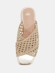 Novo Gold MILLY Woven Block Heel Mules - Image 6 of 6