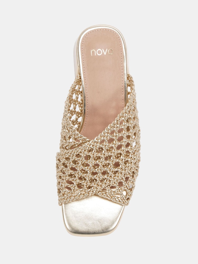 Novo Gold MILLY Woven Block Heel Mules - Image 6 of 6