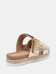 Novo Gold SEZZADIO Double Strap Buckle Mule Espadrille Sandals - Image 4 of 6