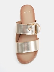 Novo Gold SEZZADIO Double Strap Buckle Mule Espadrille Sandals - Image 5 of 6