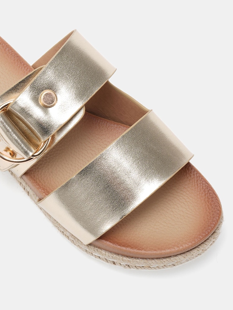 Gold - Novo SEZZADIO Double Strap Buckle Mule Espadrille Sandals - Bild 6 von 6 Gold - Novo SEZZADIO Double Strap Buckle Mule Espadrille Sandals - Bild 6 von 6