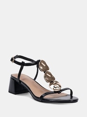 Novo Black MAGDA Hardware Detail Block Heel Sandals - Image 4 of 7