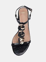 Novo Black MAGDA Hardware Detail Block Heel Sandals - Image 6 of 7