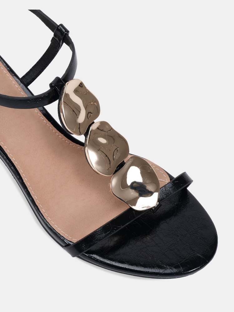 Novo Black MAGDA Hardware Detail Block Heel Sandals - Image 7 of 7