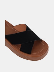 Novo Black Wide Fit BRUNO Cross Strap Flatform Mule Sandals - Image 6 of 6