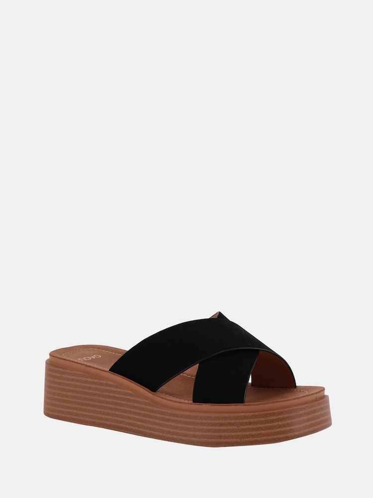 Novo Black BRUNO Cross Strap Flatform Mule Sandals - Image 3 of 6