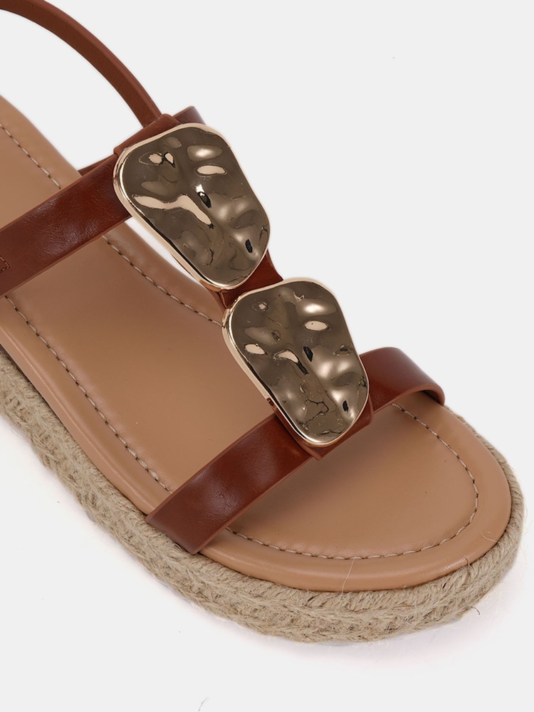 Braun - Novo SASKIA Hardware Detail Espadrille Flatform Sandals - Bild 6 von 6 Braun - Novo SASKIA Hardware Detail Espadrille Flatform Sandals - Bild 6 von 6