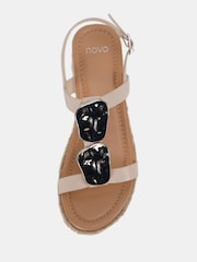 Novo Cream SASKIA Hardware Detail Espadrille Flatform Sandals - Image 5 of 6