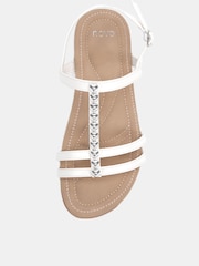 Novo White Wide Fit TILLY Embellished Padded Sandals - Image 6 of 6