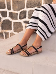 Novo Black TILLY Embellished Padded Sandals - Image 1 of 6