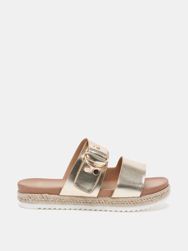 Gold - Novo SEZZADIO Double Strap Buckle Mule Espadrille Sandals - Bild 2 von 6 Gold - Novo SEZZADIO Double Strap Buckle Mule Espadrille Sandals - Bild 2 von 6