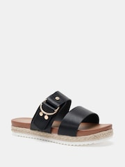 Schwarz - Novo SEZZADIO Double Strap Buckle Mule Espadrille Sandals - Bild 3 von 6