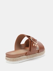 Novo Brown Wide Fit SEZZADIO Double Strap Buckle Mule Espadrille Sandals - Image 4 of 6