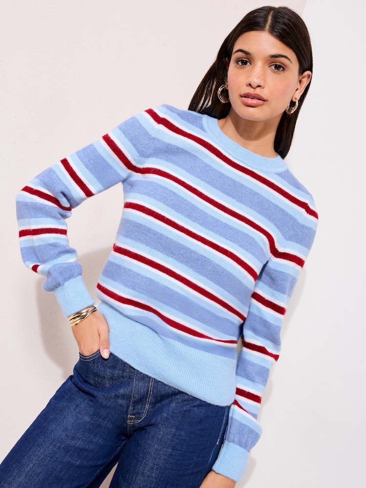 Friends Like These Blue Stripe Crew Neck Jumper - Image 1 of 4