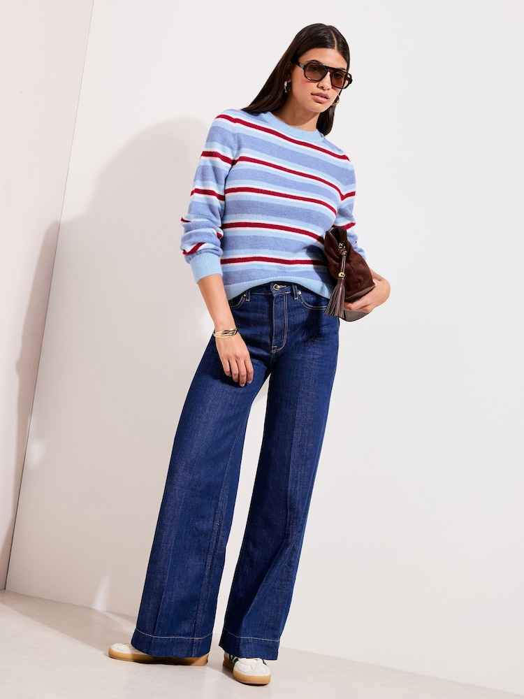 Friends Like These Blue Stripe Crew Neck Jumper - Image 2 of 4