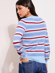 Friends Like These Blue Stripe Crew Neck Jumper - Image 4 of 4