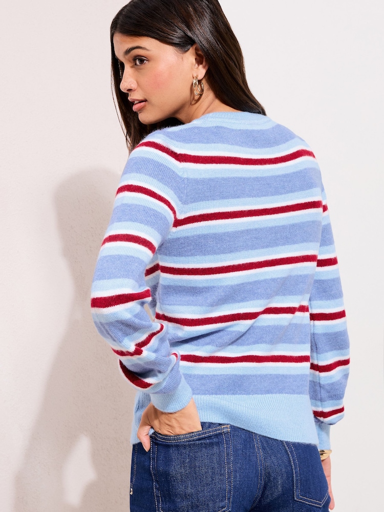 Friends Like These Blue Stripe Crew Neck Jumper - Image 4 of 4