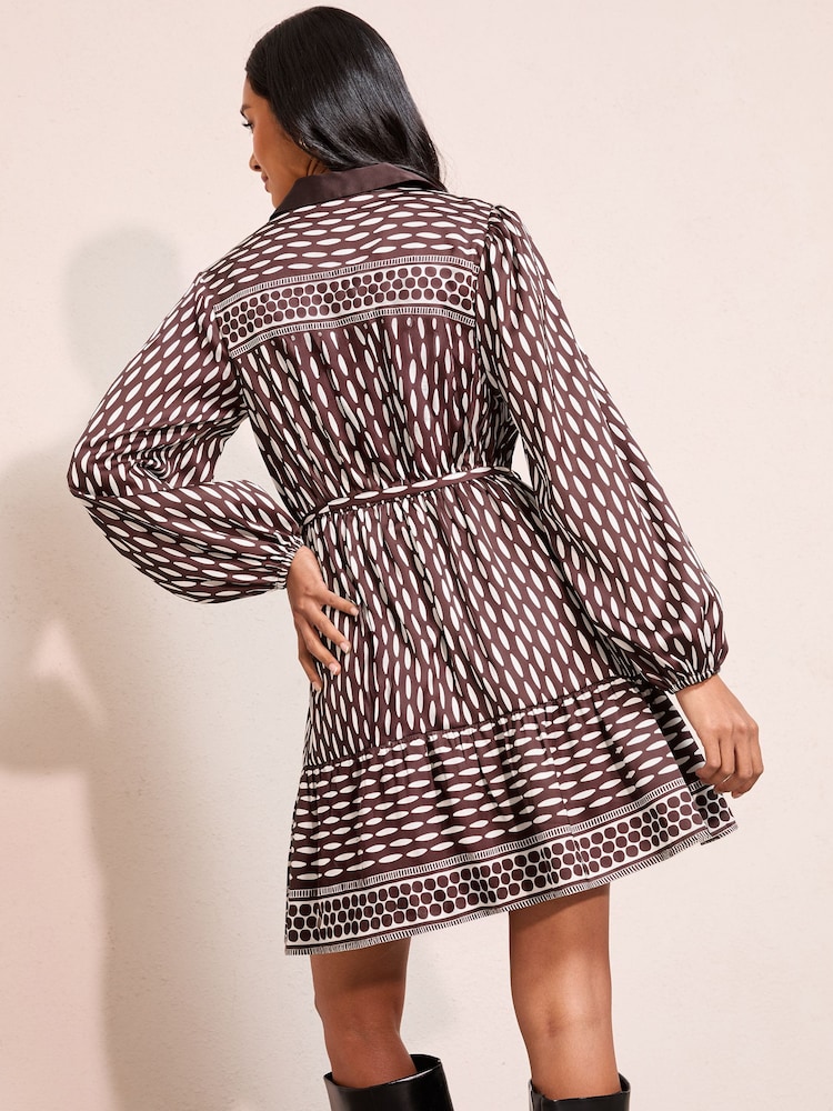 Friends Like These Purple Geo Long Sleeve Printed Shirt Mini Dress - Image 4 of 4
