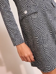 Friends Like These Black/White Petite Long Sleeve Pocket Detail Cosy Mini Dress - Image 2 of 4