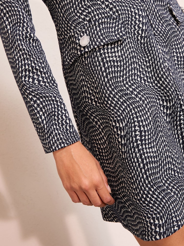 Friends Like These Black/White Petite Long Sleeve Pocket Detail Cosy Mini Dress - Image 2 of 4