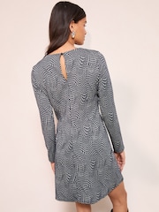 Friends Like These Black/White Petite Long Sleeve Pocket Detail Cosy Mini Dress - Image 4 of 4