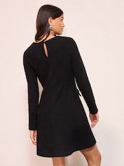 Friends Like These Black Petite Long Sleeve Pocket Detail Cosy Mini Dress - Image 5 of 5