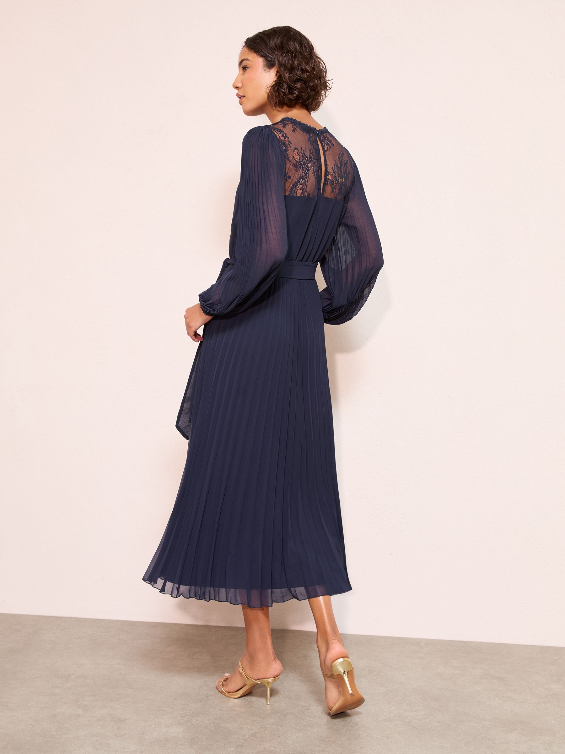 Buy Friends Like These Navy Petite Lace Yoke Long Sleeve Pleated