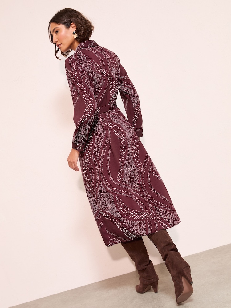 Friends Like These Purple Speckle Petite Long Sleeve Button Through Collar Midi Shirt Dress - Image 5 of 5 Friends Like These Purple Speckle Petite Long Sleeve Button Through Collar Midi Shirt Dress - Image 5 of 5
