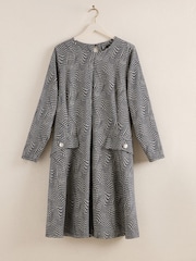 Friends Like These Black/White Curve Long Sleeve Pocket Detail Cosy Mini Dress - Image 5 of 5