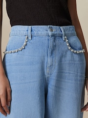 Light Blue Embellished Pocket Barrel Jeans - Image 5 of 9