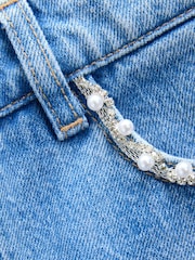 Light Blue Embellished Pocket Barrel Jeans - Image 9 of 9
