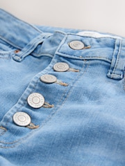 Mid Blue Denim Skinny Silver Button Front Jeans - Image 8 of 9