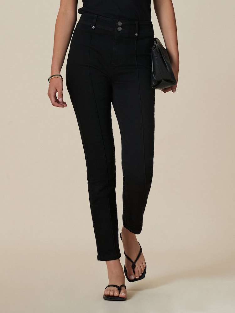 Black Slim Pintuck Seam Front Jeans - Image 2 of 7