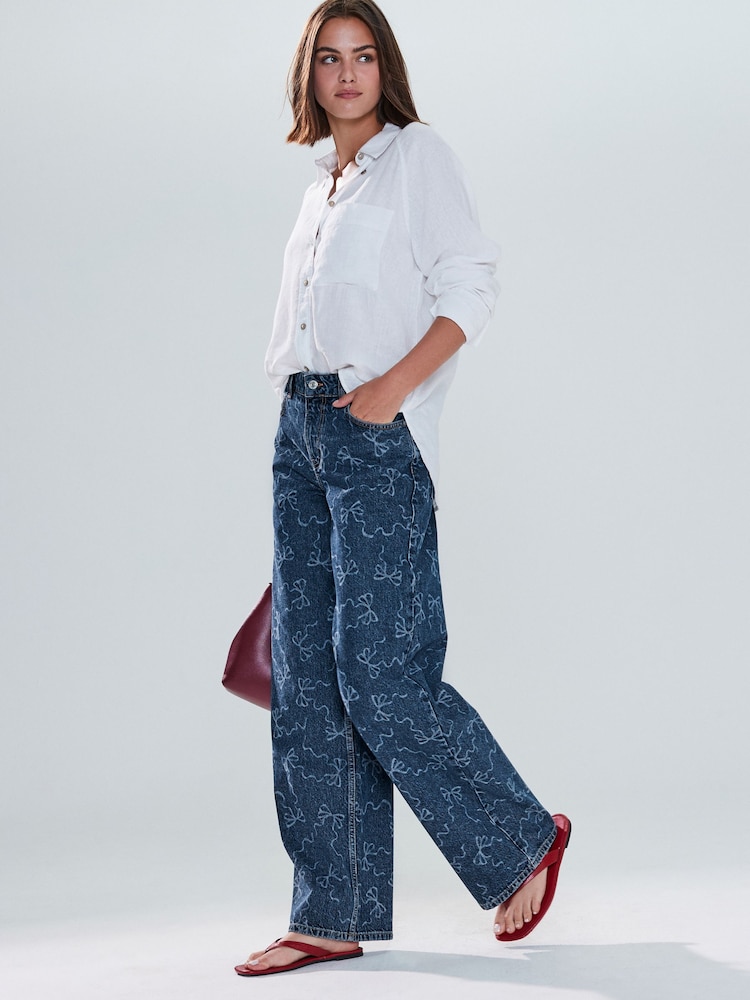 Dark Blue Bow Print - Jeans - Bild 1 von 8 Dark Blue Bow Print - Jeans - Bild 1 von 8