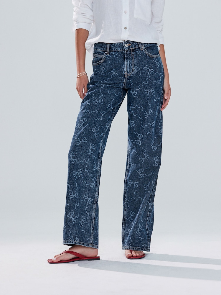 Dark Blue Bow Print - Jeans - Bild 2 von 8 Dark Blue Bow Print - Jeans - Bild 2 von 8