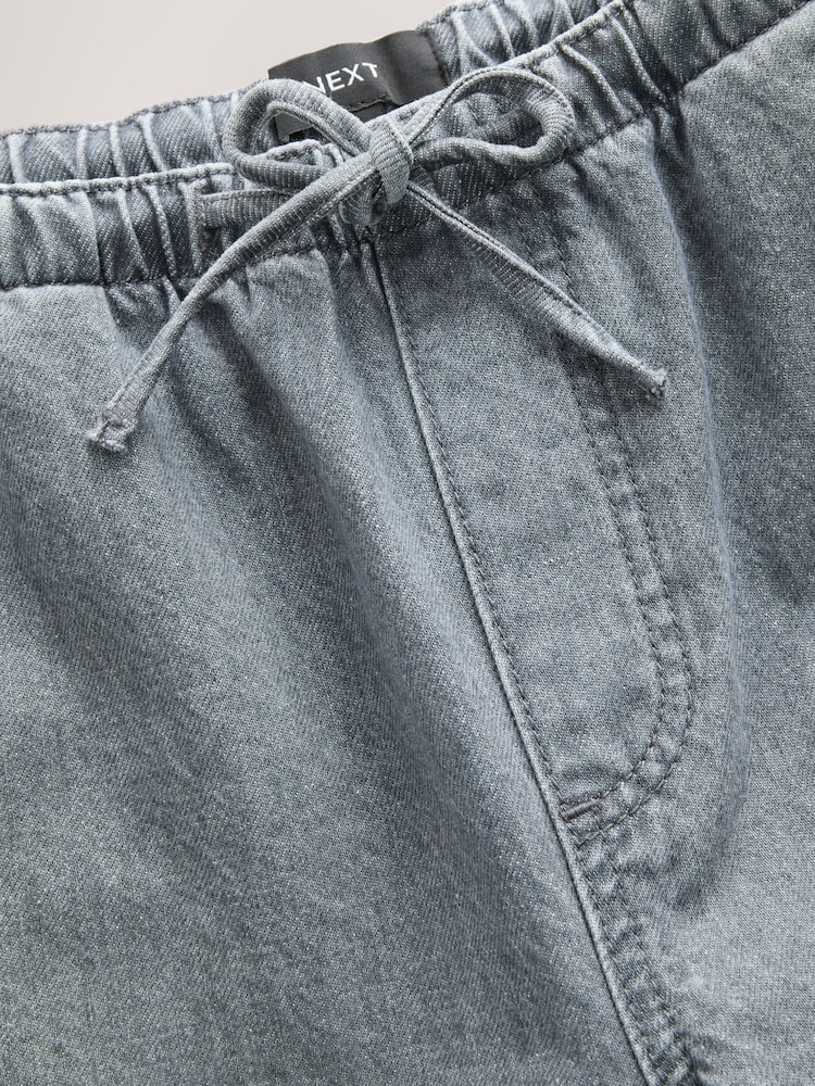 Grey Denim Wide Leg Pull On Drawcord Jeans - Image 2 of 3