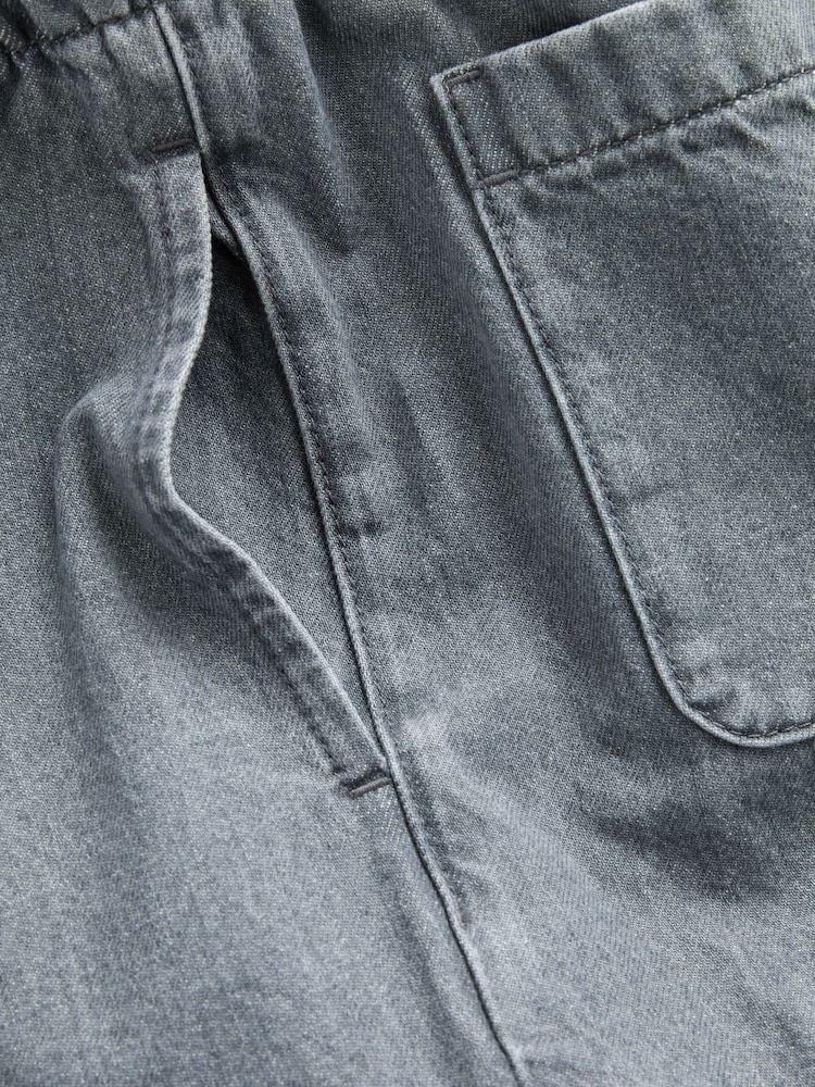 Grey Denim Wide Leg Pull On Drawcord Jeans - Image 3 of 3