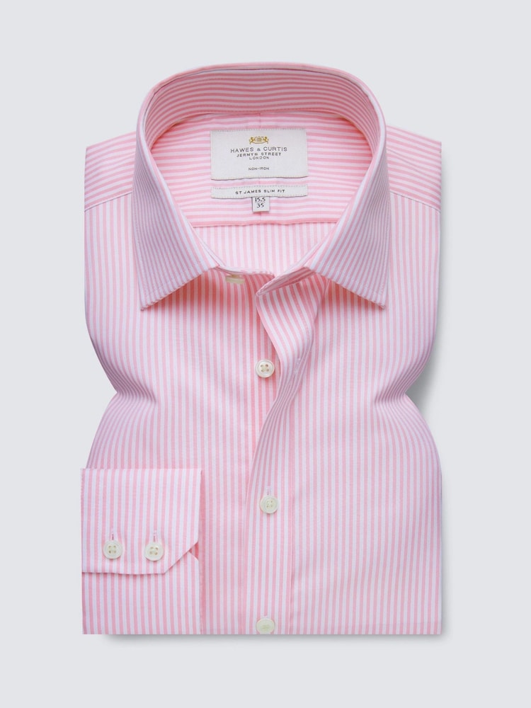 Hawes & Curtis Pink Bengal Stripe 100% Cotton Shirt - Image 2 of 2