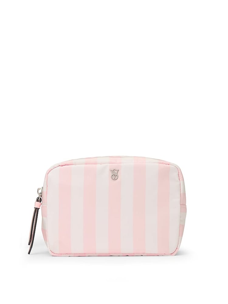 Victoria's Secret Heritage Stripe Pink Makeup Bag - Image 1 of 3