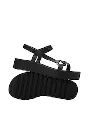 Victoria's Secret PINK Pure Black Strappy Platform Sport Sandals - Image 2 of 2