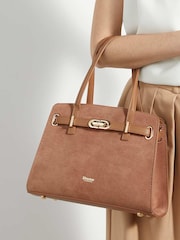 Dune London Brown Dinidefine Medium Belted Tote Bag - Image 2 of 6