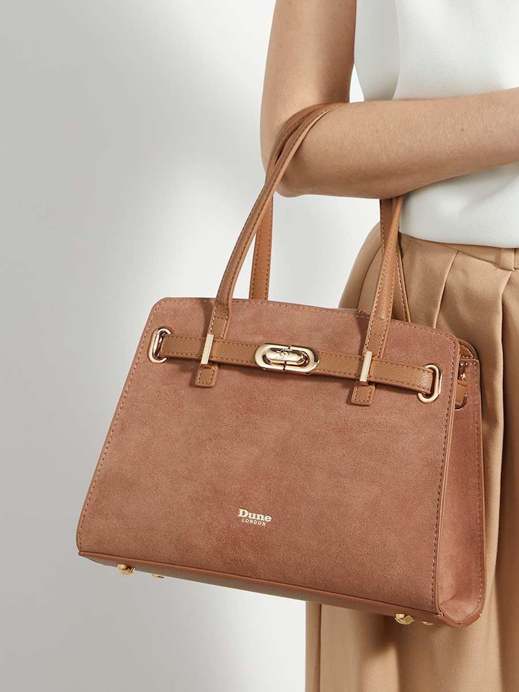 Dune London Brown Dinidefine Medium Belted Tote Bag - Image 2 of 6
