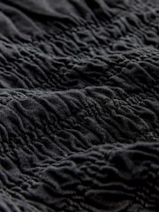 Black Shirred Denim Long Sleeve Blouse - Image 7 of 9