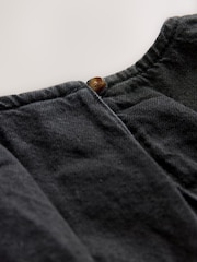 Black Shirred Denim Long Sleeve Blouse - Image 9 of 9