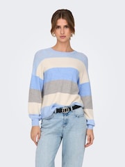 ONLY Blue Long Sleeve Stripe Knit Jumper - Image 2 of 6