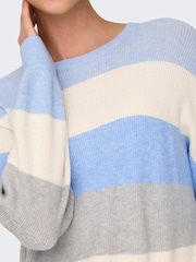 ONLY Blue Long Sleeve Stripe Knit Jumper - Image 4 of 6