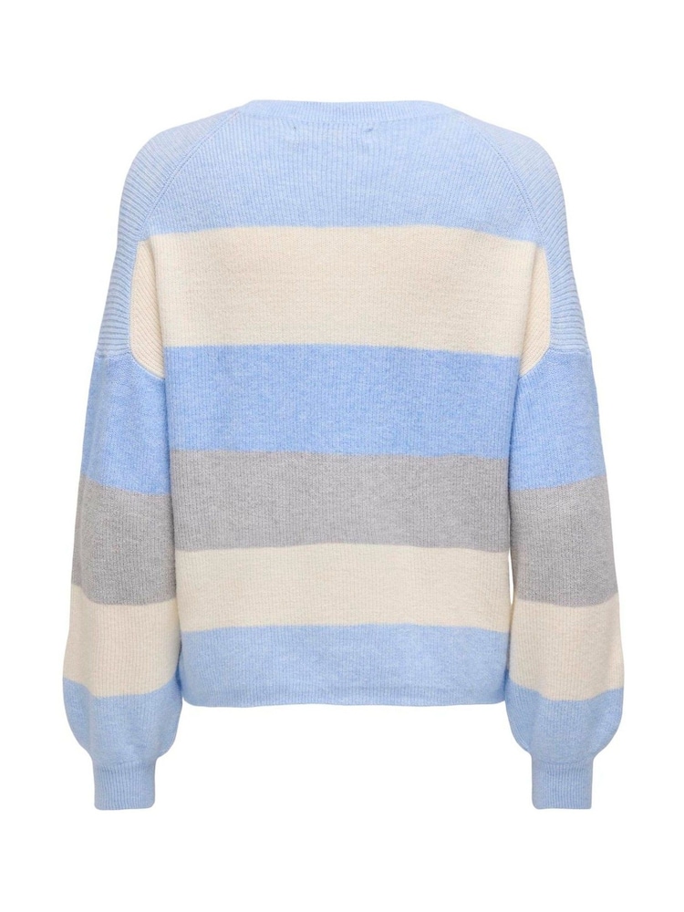 ONLY Blue Long Sleeve Stripe Knit Jumper - Image 6 of 6