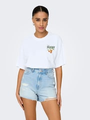ONLY White Peach Print 100% Cotton T-Shirt - Image 1 of 4