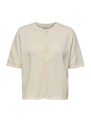ONLY Cream Round Neck Short Sleeve Cardigan - Image 1 of 2