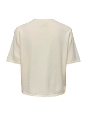 ONLY Cream Round Neck Short Sleeve Cardigan - Image 2 of 2